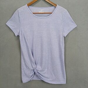 Tek Gear T Shirt Womens Small Lavender Purple Knotted Front Round Neck Casual